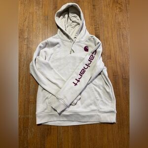 Carhartt Iconic Clarksburg Logo Sweatshirt White Burgundy Print Womens Size XL